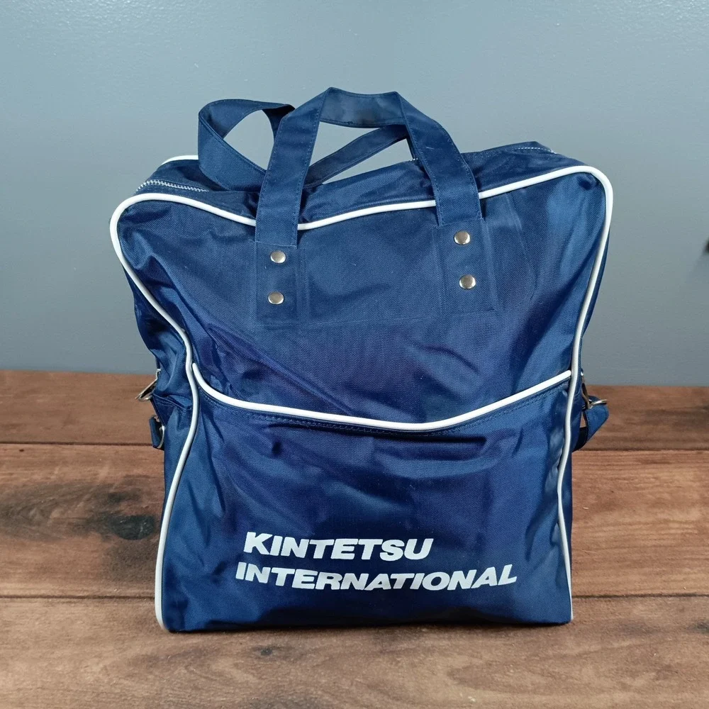 Kintetsu International Travel Bag Unisex Large Navy Blue Good Retro Carry On